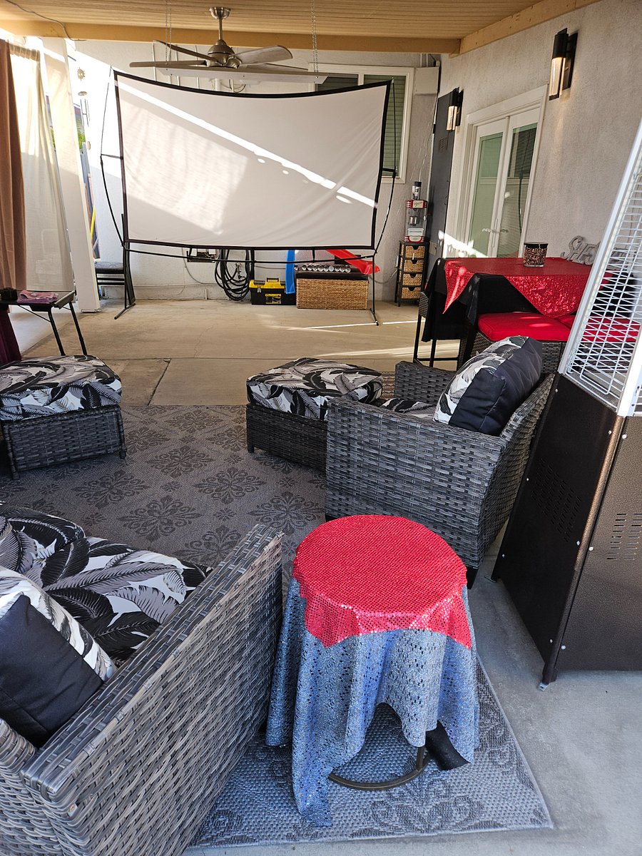 Covered Patio with TV Projector with firestick