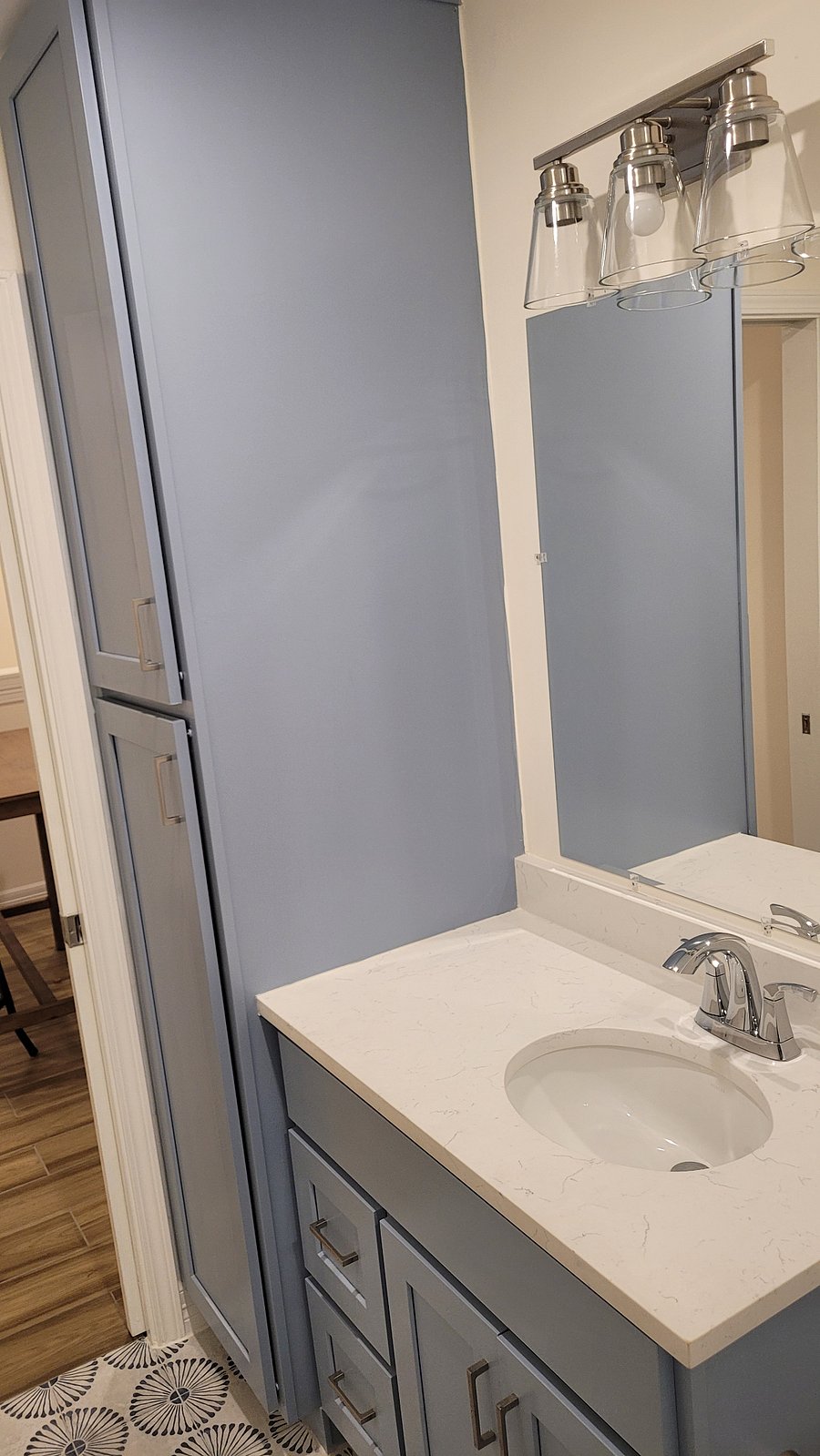 Bathroom with plenty of cabinet/storage space.
