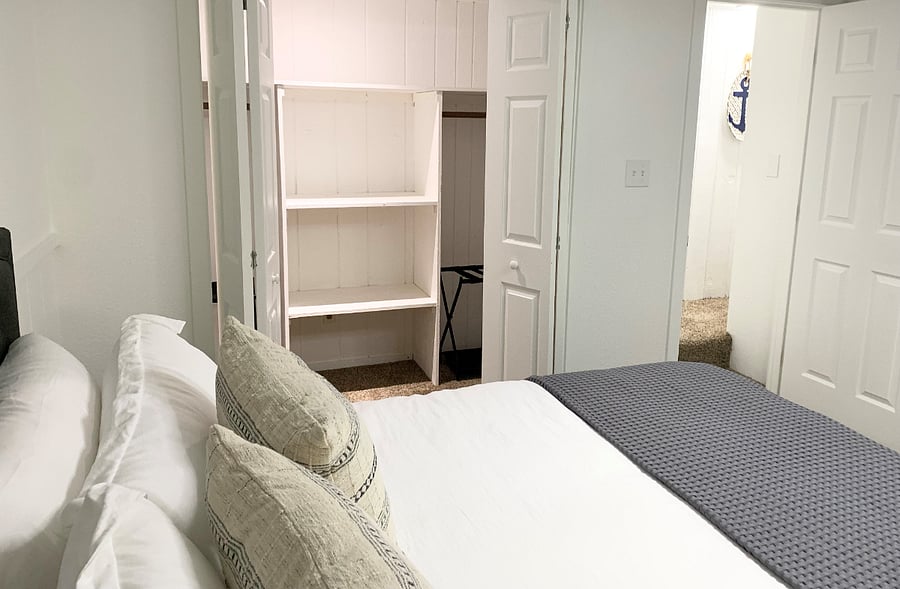 Large Closet with plenty of storage to include luggage racks and extra set of sheets