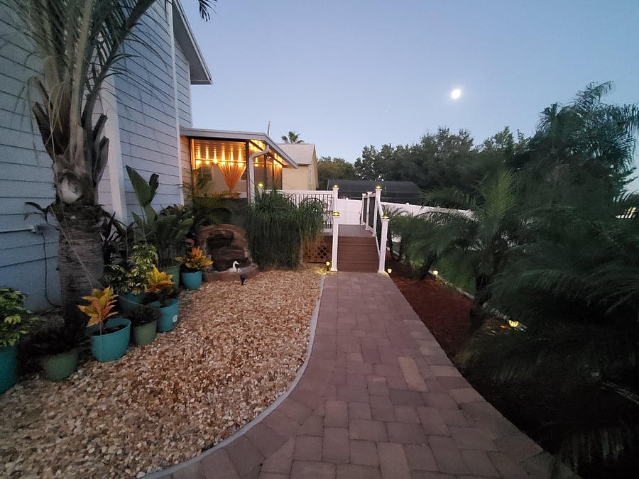 Sunset with the landscape lighting is so relaxing. 
