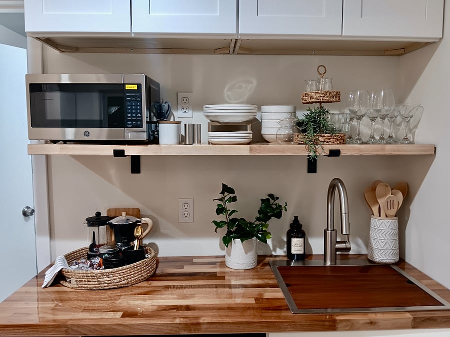 (Portable induction stove top in cabinet)