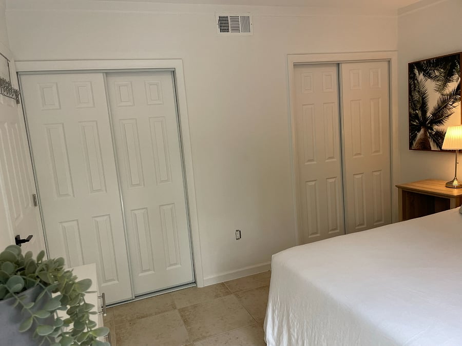 Two huge 'his and hers' closets in the bedroom