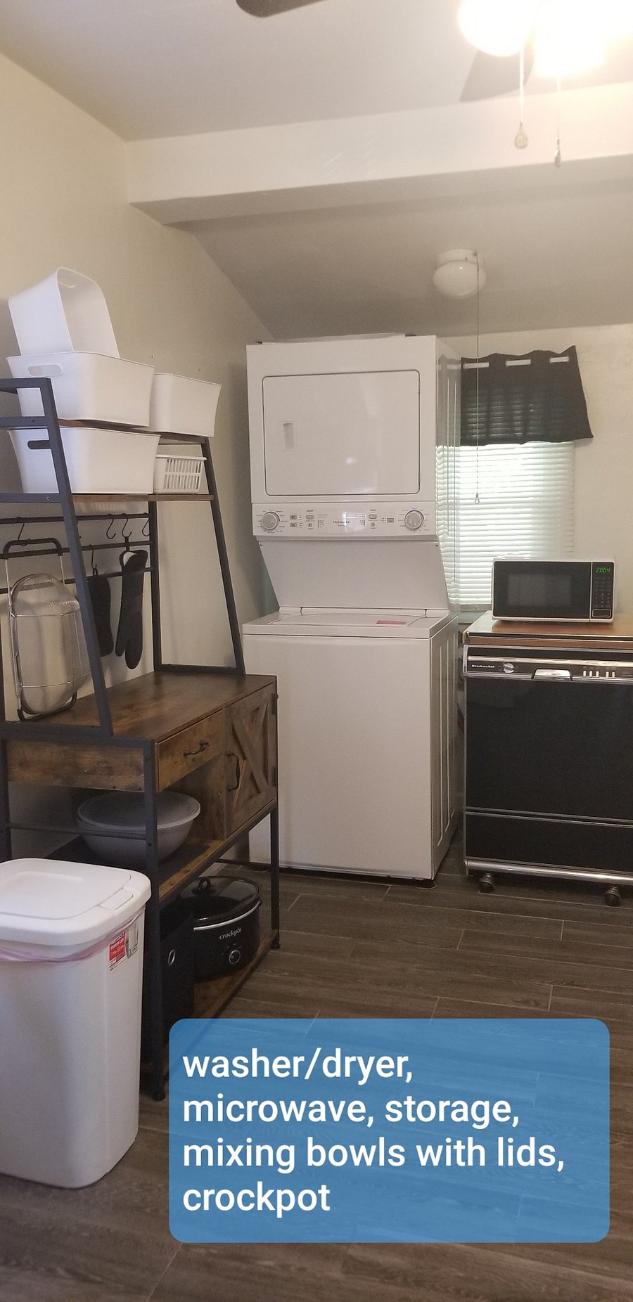 In house Laundry, microwave, storage on left for pantry use