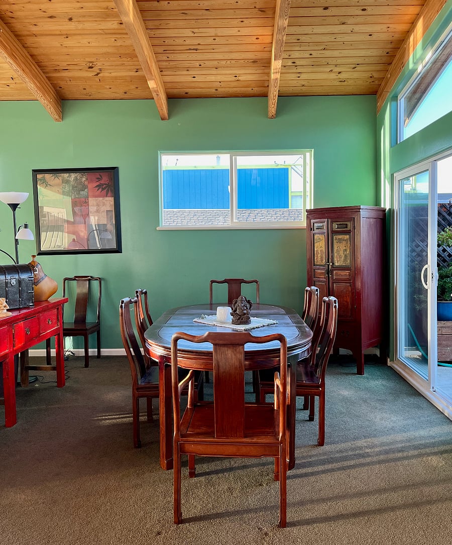 Dining area just off the meditation garden.