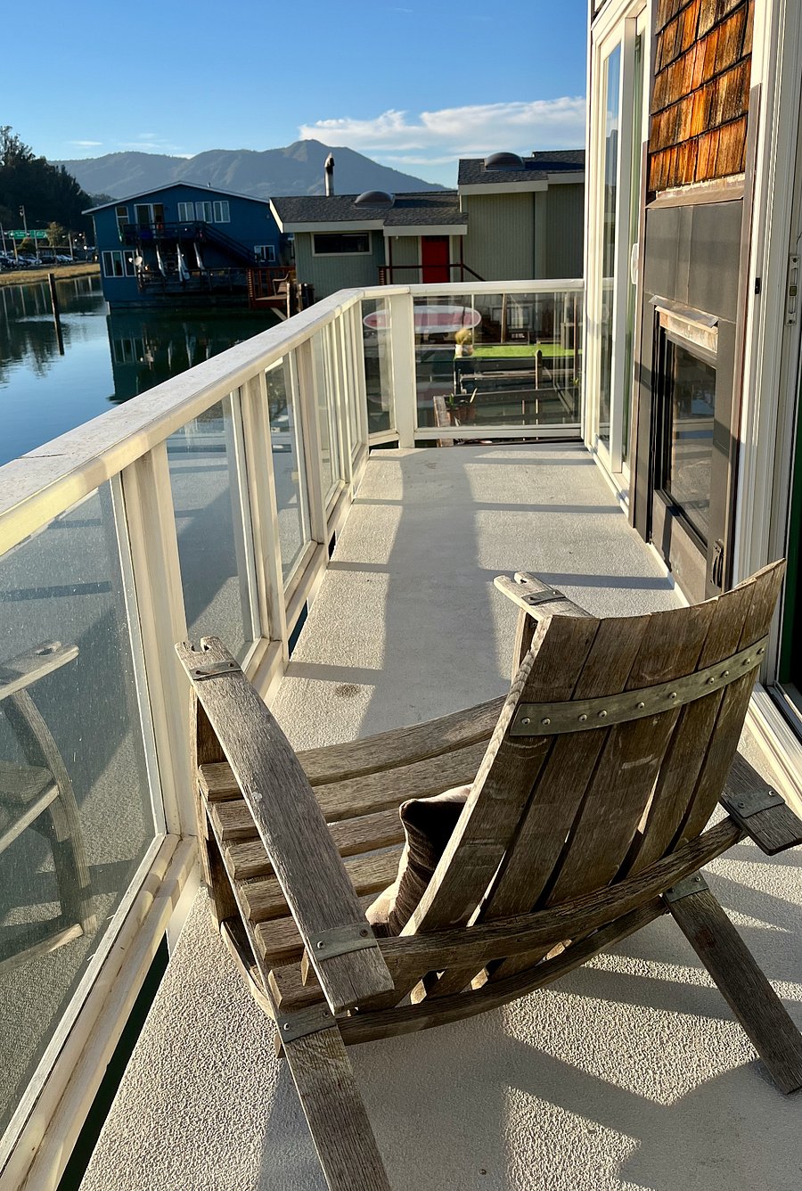 The balcony exterior is off the living room with views of Mt. Tam. Enjoy a glass of wine watching the sunset.