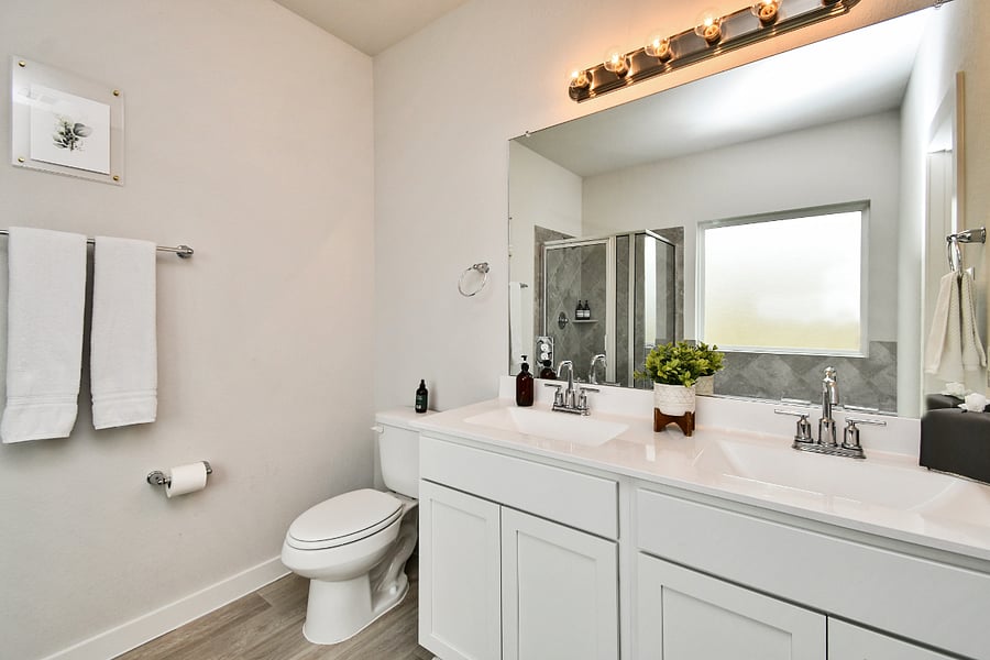Enjoy the ample room getting ready in the am with the double vanity with space for two.