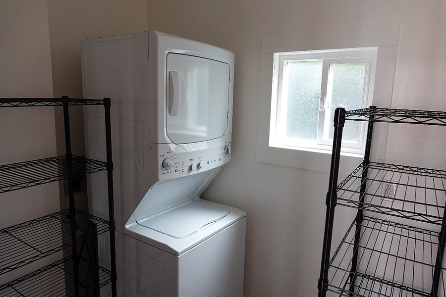 Washer/dryer and storage.