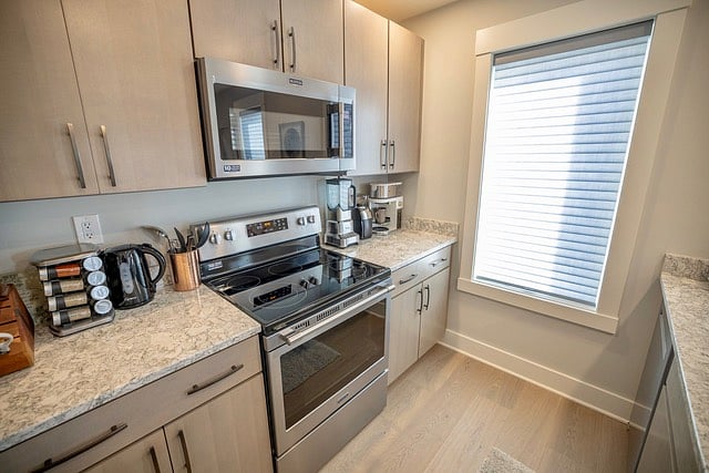 light filtering shades in kitchen and living room