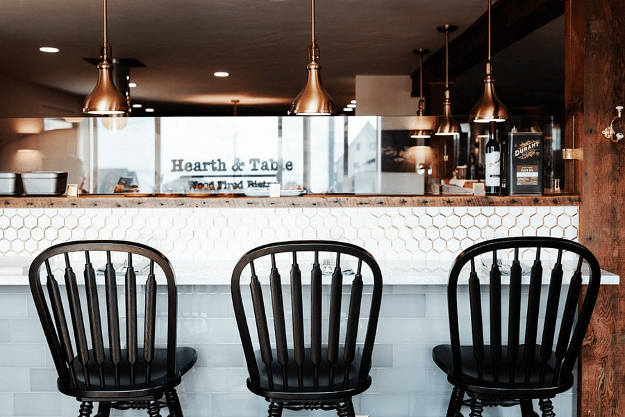 Hearth & Table Wood Fired Bistro is located the second floor of The Escallonia