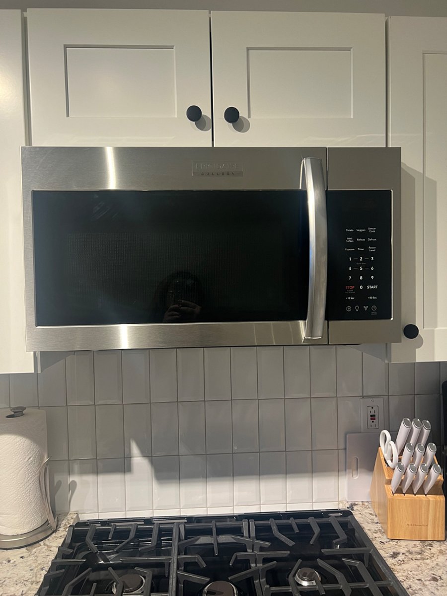 Full size, stainless steel microwave