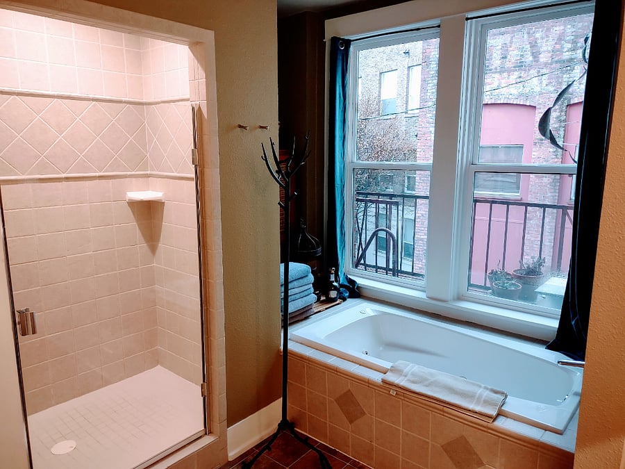 shower and jetted soaking tub 