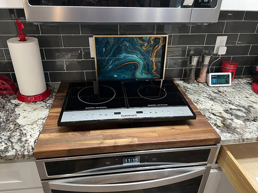 Induction cooktop with new non-stick induction cookware.