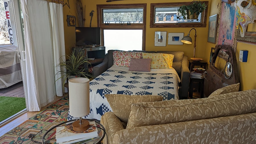 full sofa bed in AZ room, you or your guests.  WIth the double sliding glass doors open it's like sleepint outside.
