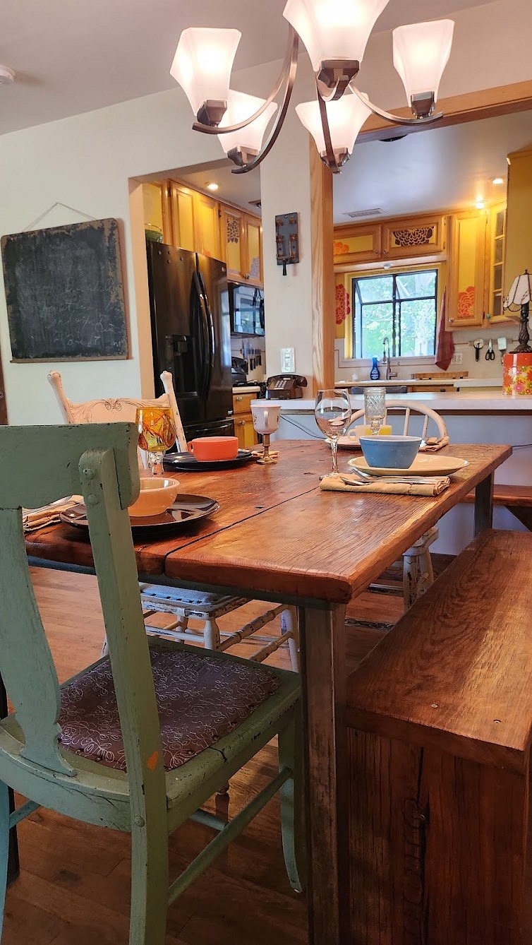 Barnwood table is ready for some yummy meals.