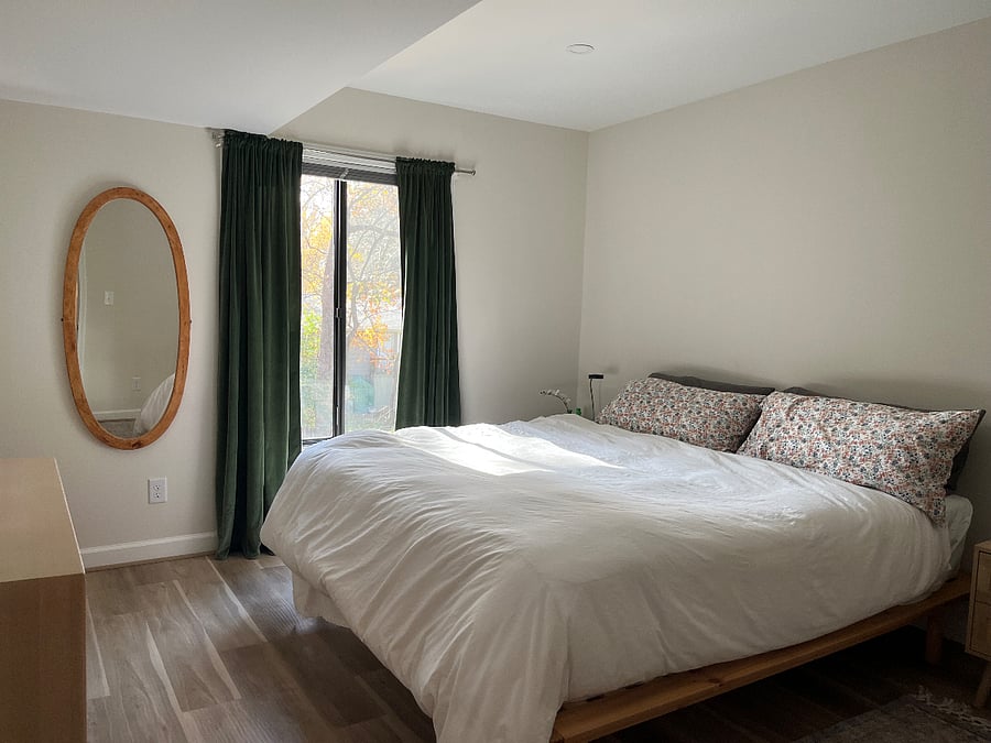 King Bed in master bedroom with huge walk in closet with tins of space 