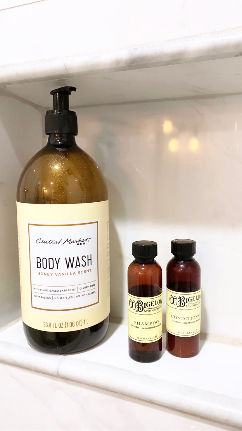 Luxury start-up supplies: spa wash, shampoo, and conditioner, toilet paper, etc.