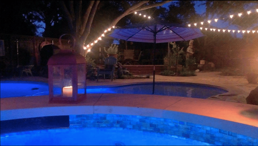 Outdoor lights on a timer. Pool lights for night swims.