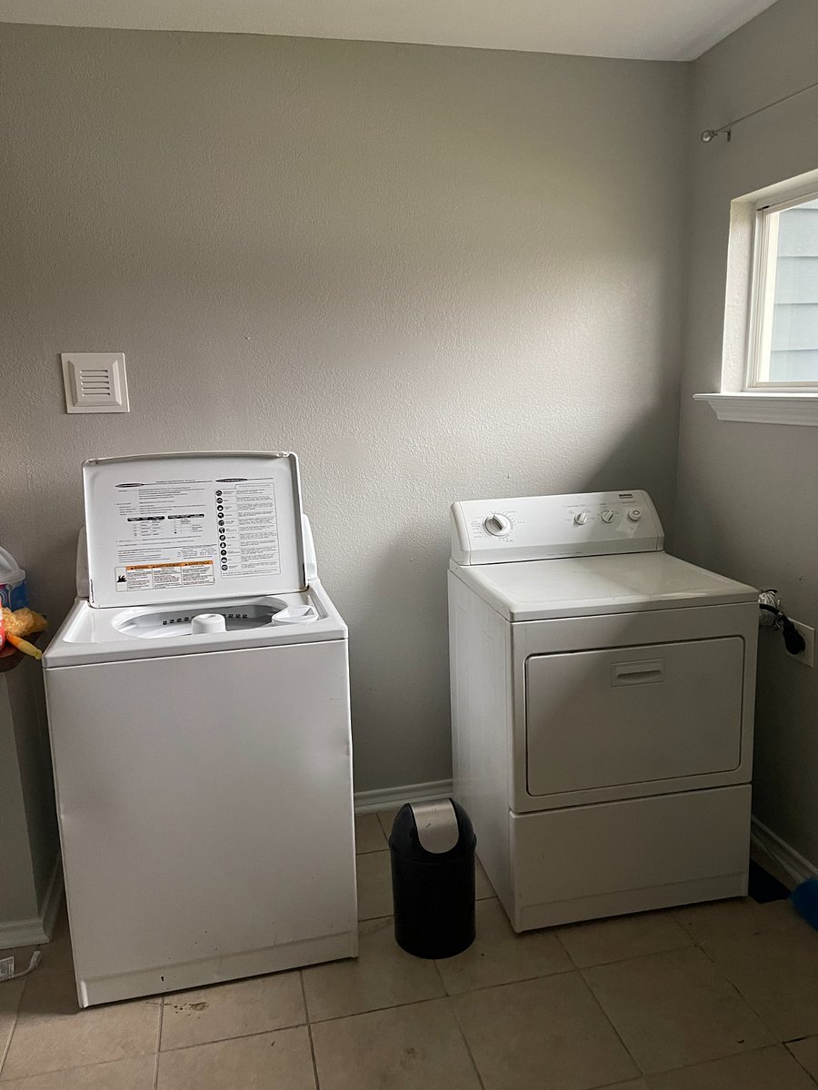 Washer and Dryer included along with soap, fabric softener and drier sheets.