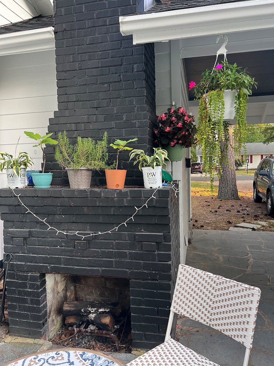 Outdoor working fireplace available for enjoyment