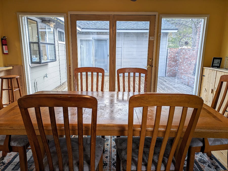 Dining room opens to courtyard deck
