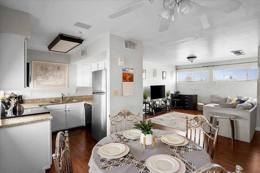 Enjoy seamless connection and convenience as the kitchen seamlessly looks out to the welcoming living room.