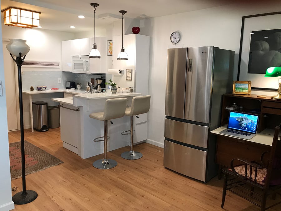 Pull out pantryand  full size fridge with freezer