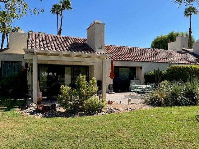 View of patio from pool