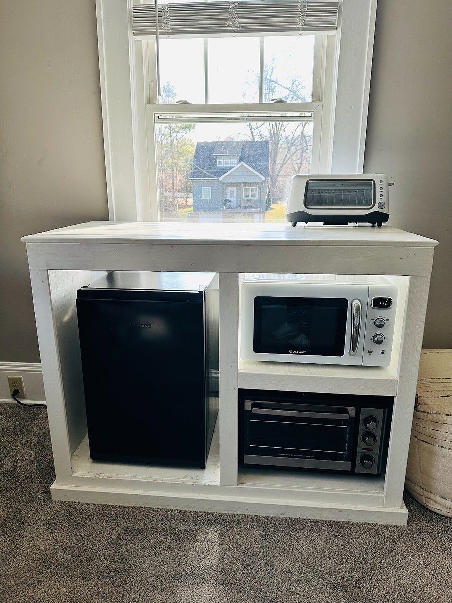 Kitchenette will also have coffee maker (to be pictured). Mini fridge, toaster and toaster oven & microwave.