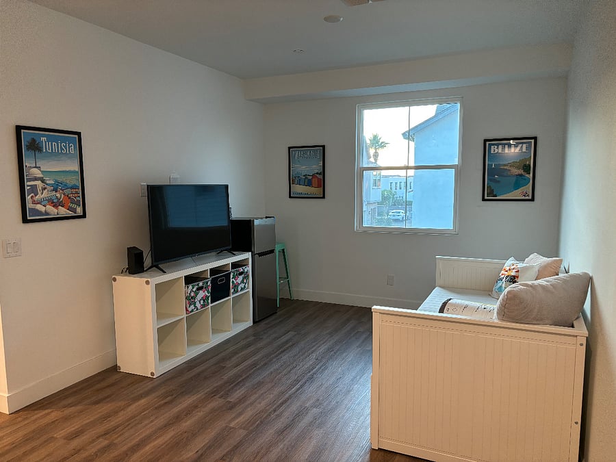 Den with LG smart tv and daybed that converts into a full for a fun sleepover! 
