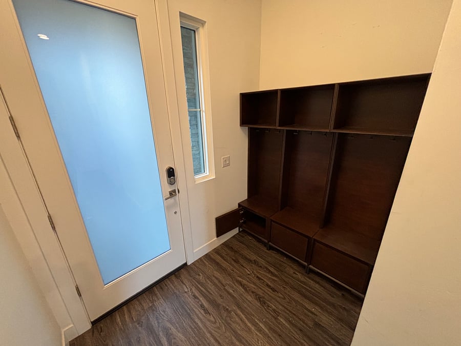 Downstairs locker room for everyday storage 