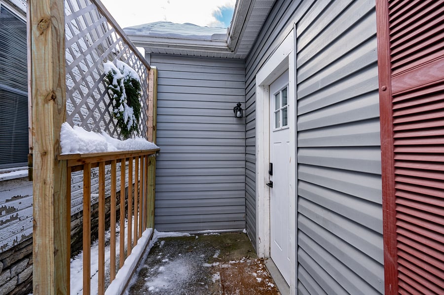 Private entrance with motion activated light for easy access at night.