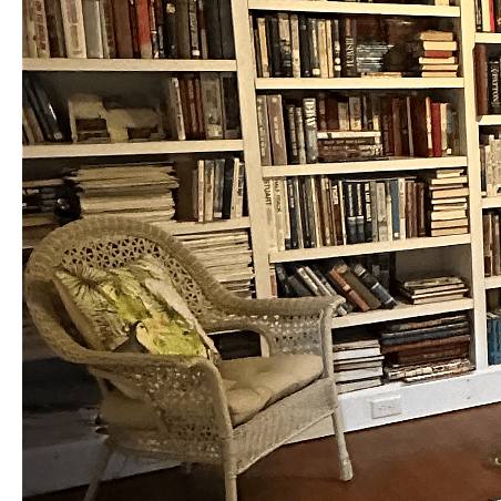 Floor to ceiling library in the library/home office area.