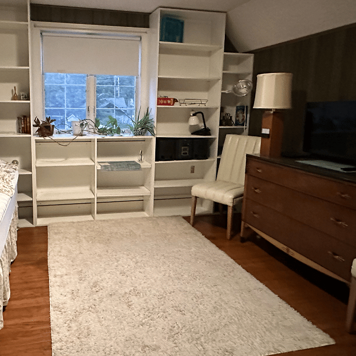 2nd bedroom has a dresser and closet as well as a twin bed with a new comfy mattress and pull out trundle for an extra guest.