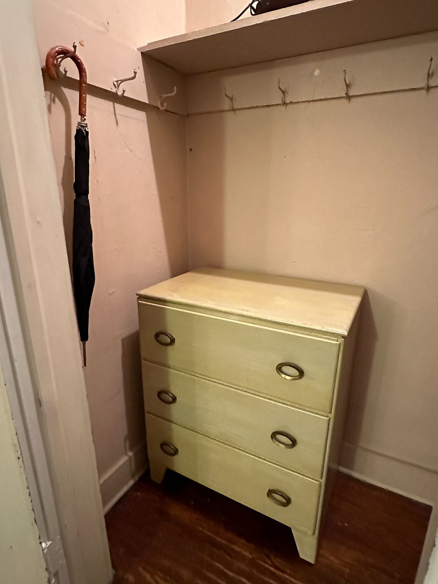 Master bedroom closet. Walk in to the right for lots of places to store items and hang clothes.