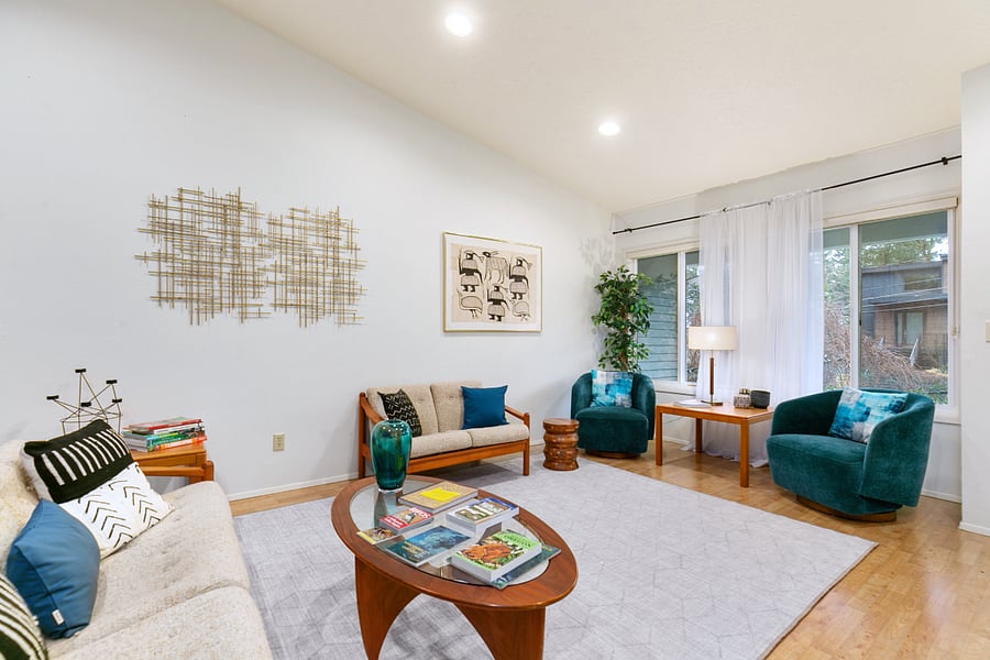 Read a good book, or snuggle with the host's kitties in the peaceful shared living room.