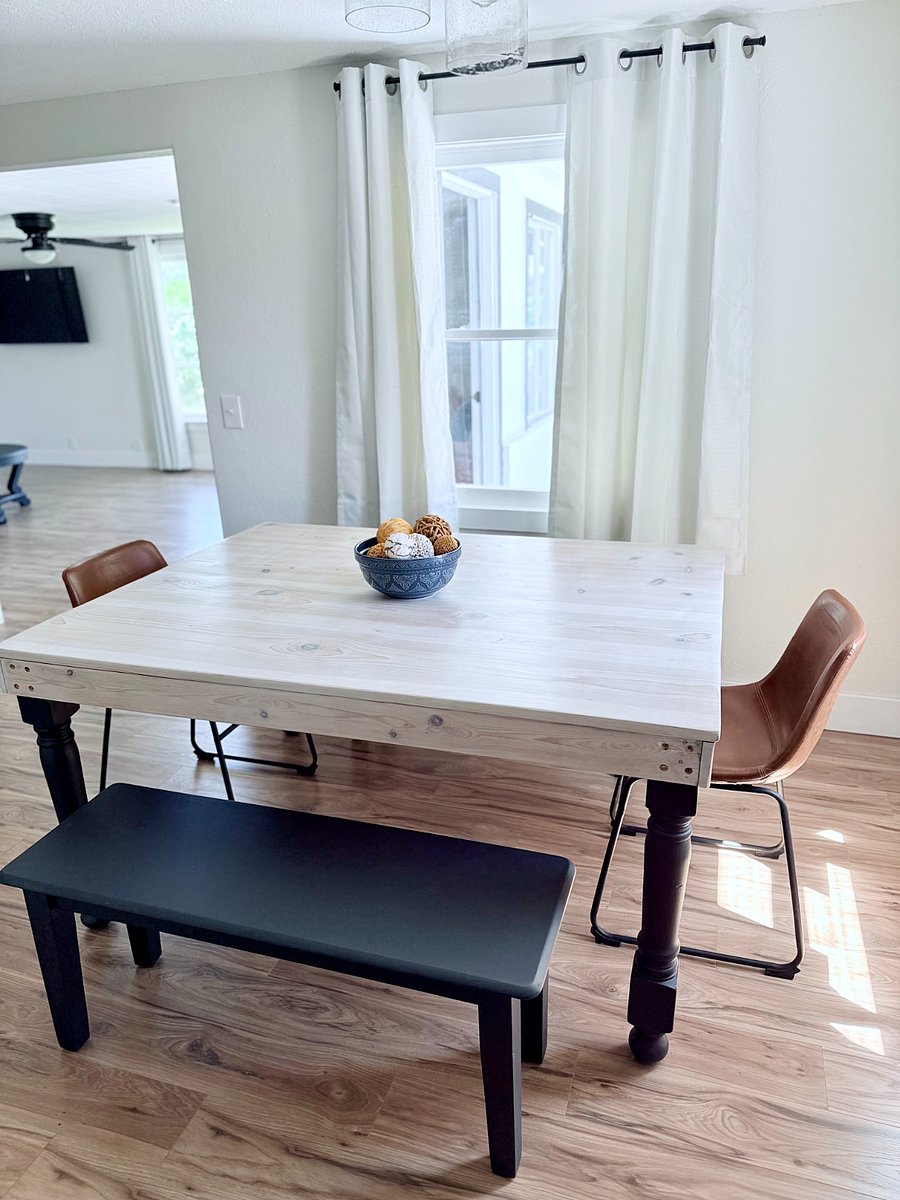 Seating for plenty at this newly redone kitchen table.