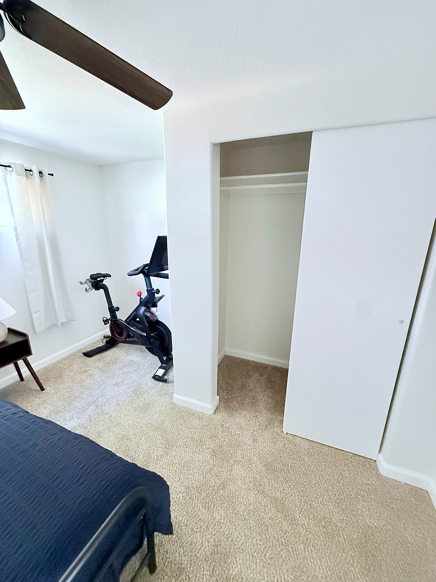 Peloton bike plus in the secondary bedroom along with a full sized closet.