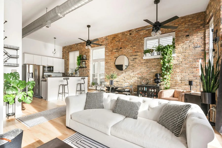 Living room w/ Restoration Hardware sofa