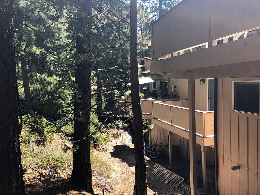 Back showing deck and hillside