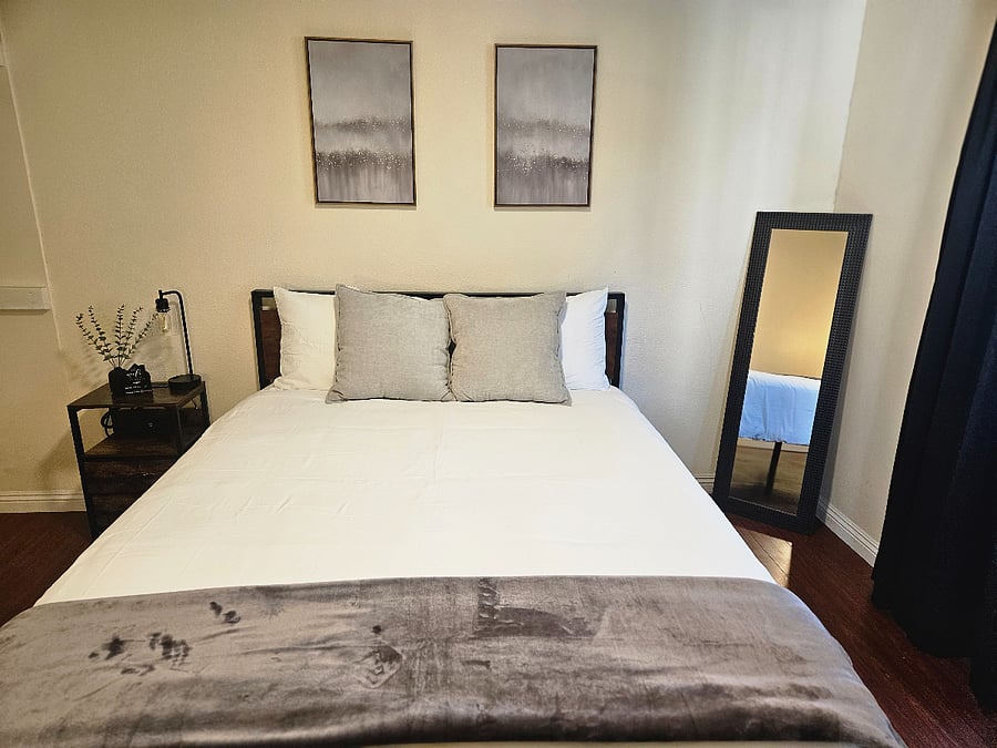 Room #3 with Private Restroom - Wrapped in the softest sheets and comfortersmake sure your alarm is on!