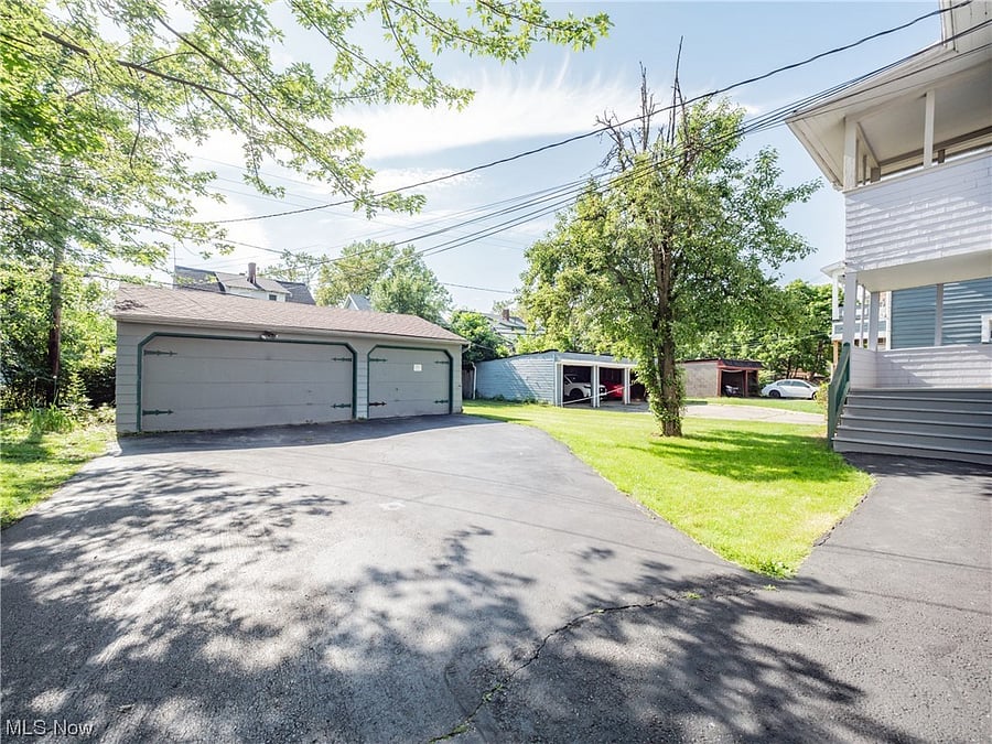 Each apartment has space for one car inside the garage bay and one car immediately behind that bay.
