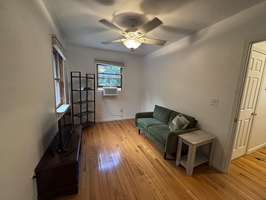 Upstairs private living room with smart TV, extra large closet, in window AC.