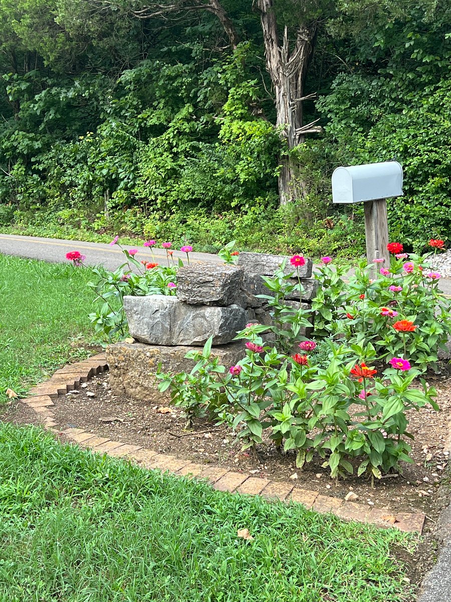 The stones at the entrance are from the foundation and cornerstone of a church that used to sit on the property. 