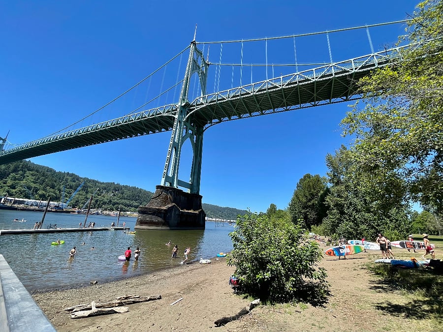 New swim dock at Cathedral Park under the St. John's Bridge located 4.1 miles away from the house.