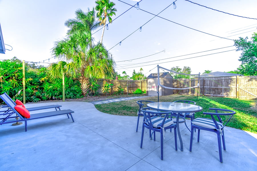 Spacious and private back yard. Allow pets to roam free in a fully fenced yard. Grill and enjoy a game of volleyball with friends and family.
