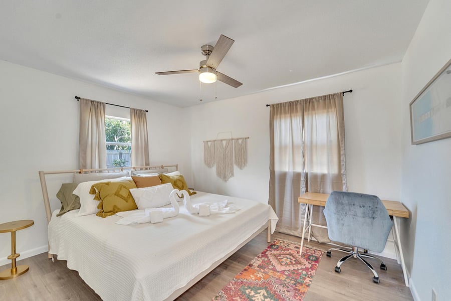 Bedroom #2: King-sized bed with private workspace