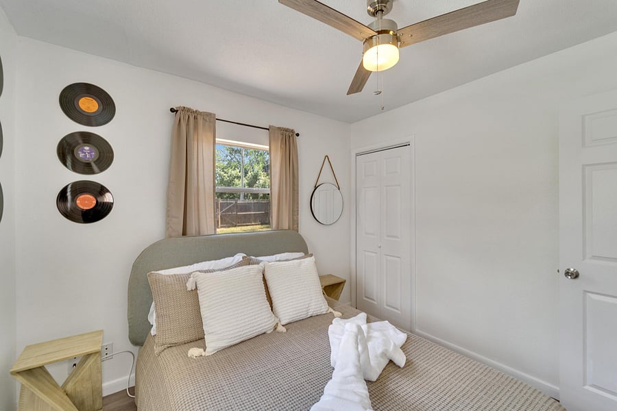 Bedroom #3: Full-sized bed with ample closet space