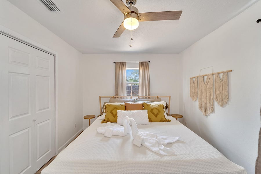 Bedroom #2: King-sized bed with private workspace