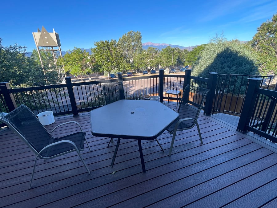 Outdoor Deck with view of Pikes Peak