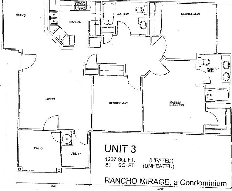 Floor plan of the 1300sqft condo
